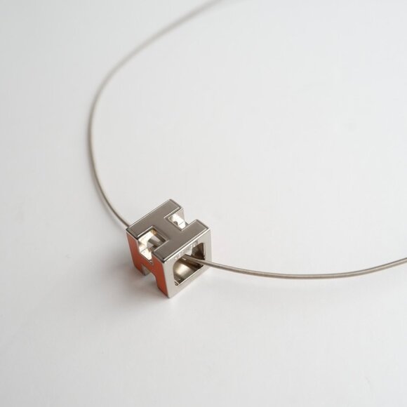 Authentic Preowned Hermes Orange Mini Pop H Necklace - Picture 6 of 6